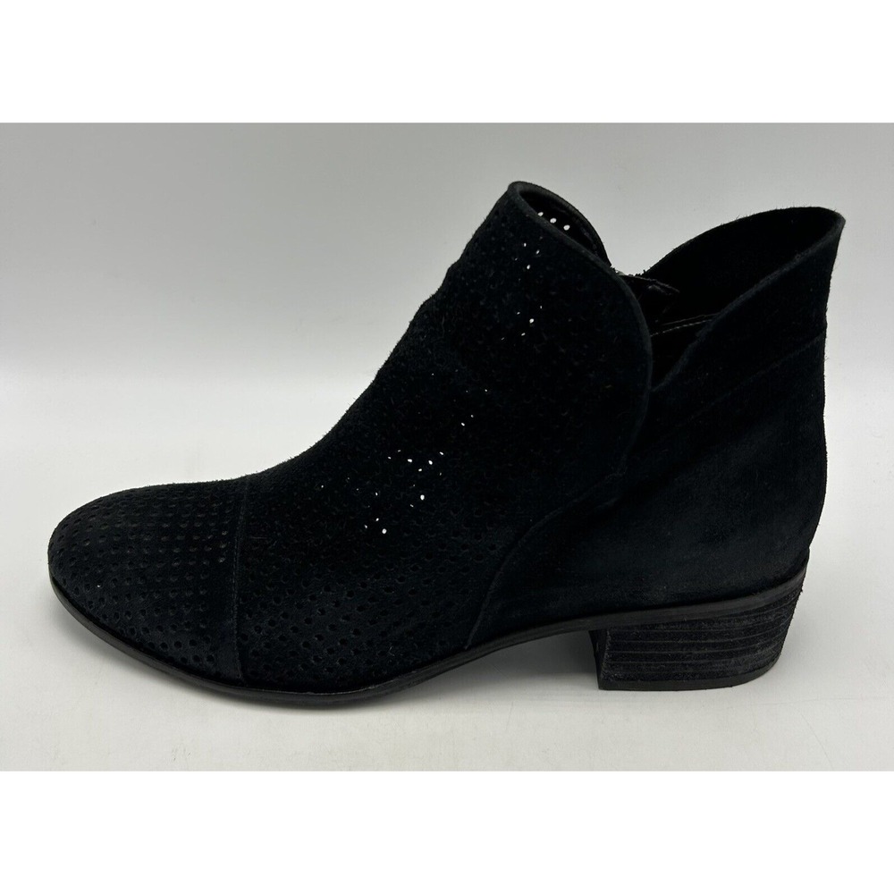 Sam Edelman Boots Womens 8.5 M Pipp Ankle Booties Black Suede Zip Perforated